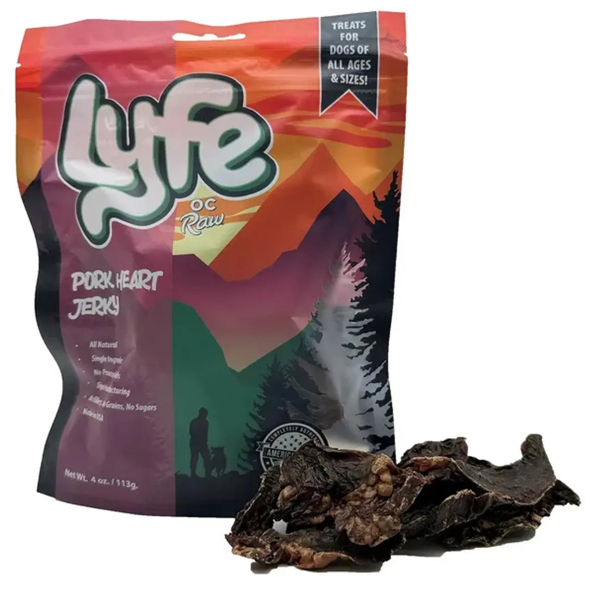 OC Raw Lyfe Grain Free Pork Heart Jerky 4oz
