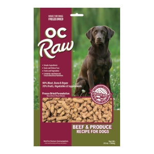 OC Raw Dog Freeze Dried Beef Produce 20oz