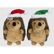 Multipet Hedgehog With Bowtie and Santa Hat 8"