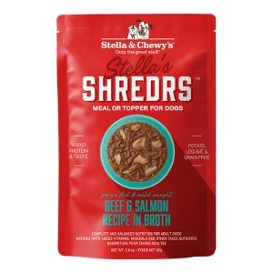 Stella & Chewy's Pouch Shredrs Dinner in Broth 2.8oz - Beef/Salmon