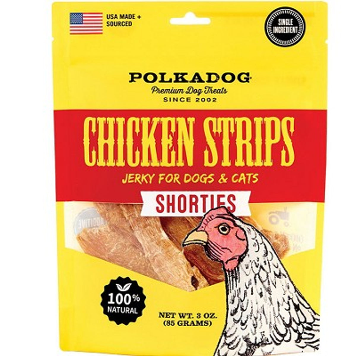 Polkadog Shorties Chicken Strip Jerky 3oz