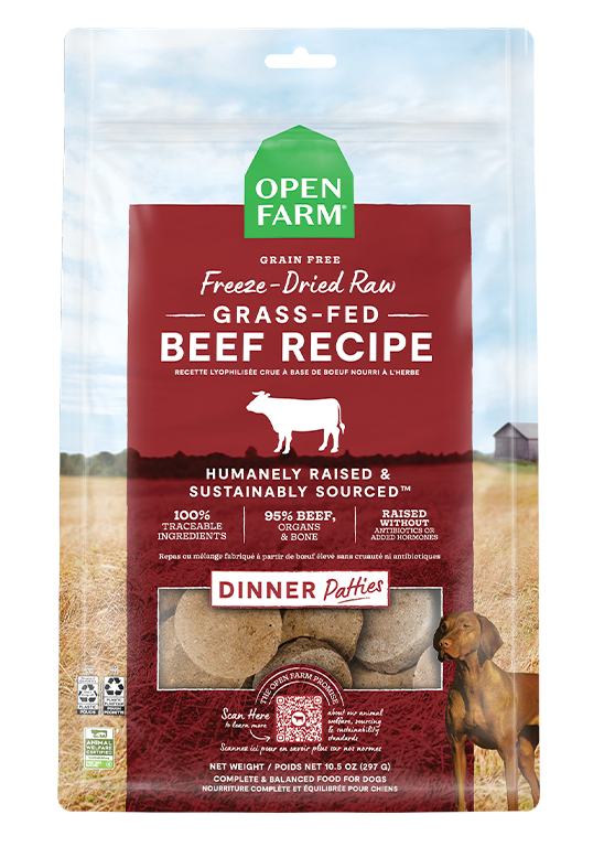 Open Farm Freeze Dried Grass-Fed Beef Patties 10.5oz